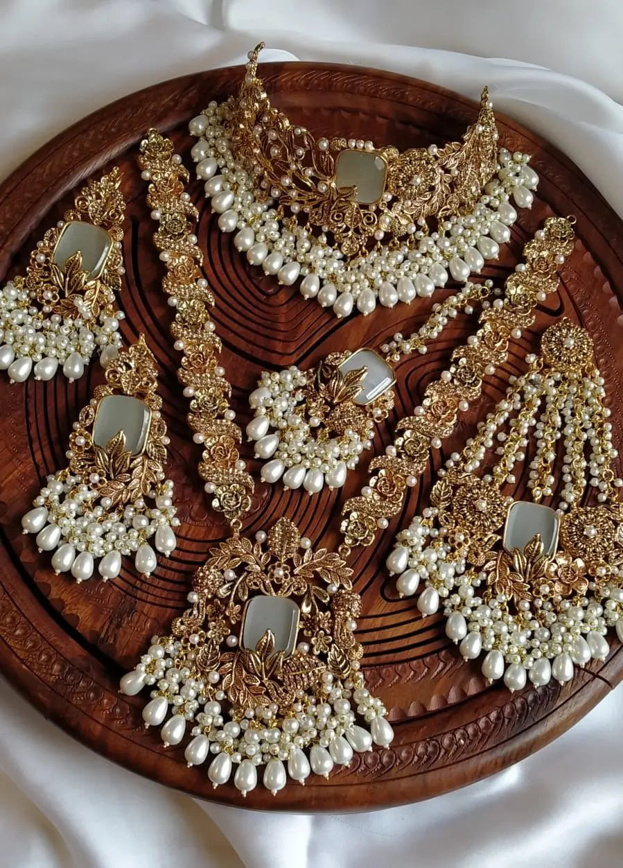 Designer hand made 6 pcs complete bridal set-2023 Nayab Jewellery