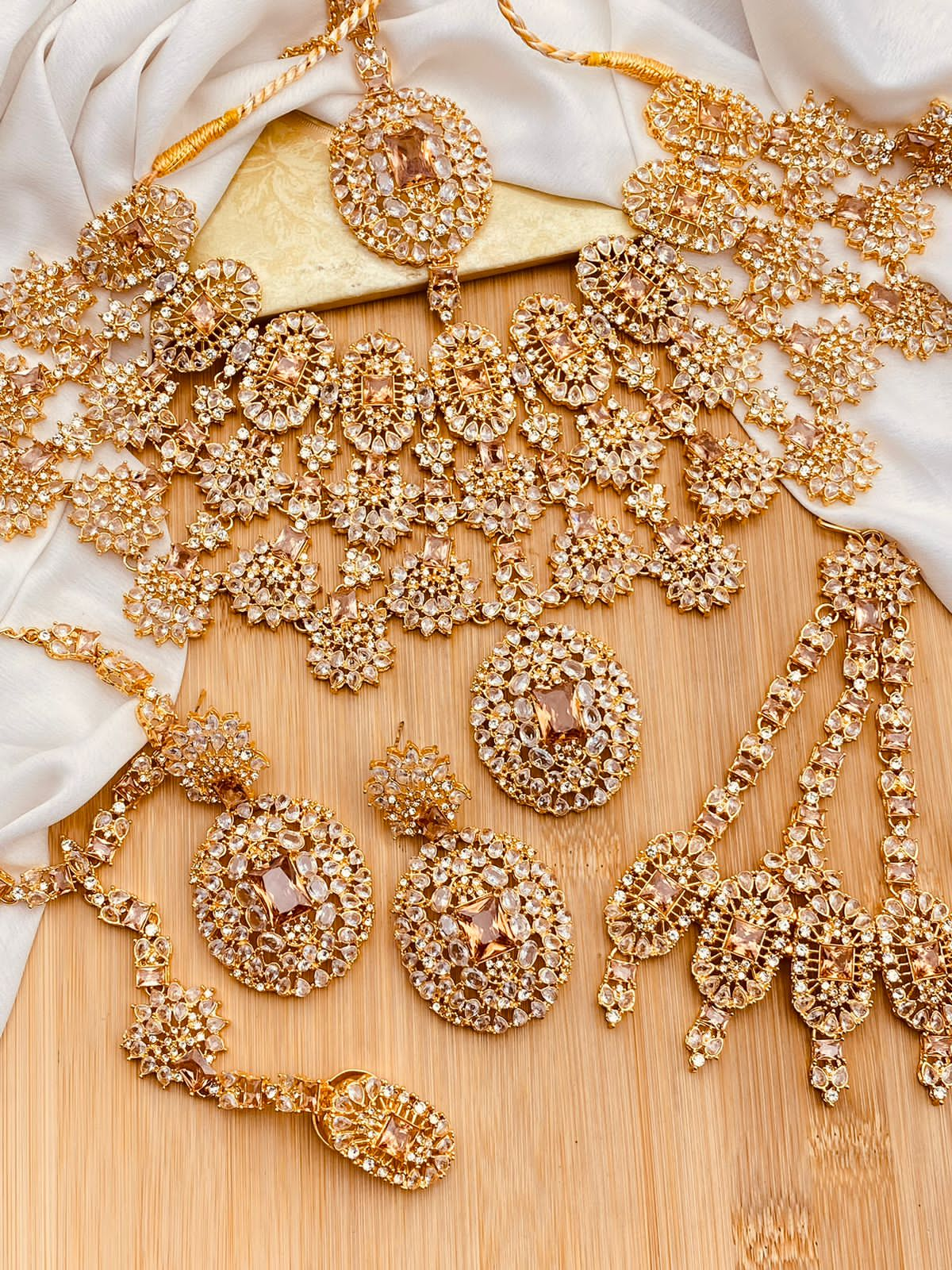 Designer kiara advani Hand Made Pure Zarcon Work 6 pcs Bridal set  NJ -1723 Nayab Jewellery