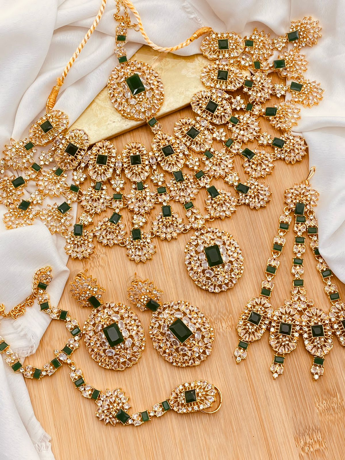 Designer kiara advani Hand Made Pure Zarcon Work 6 pcs Bridal set  NJ -1723 Nayab Jewellery