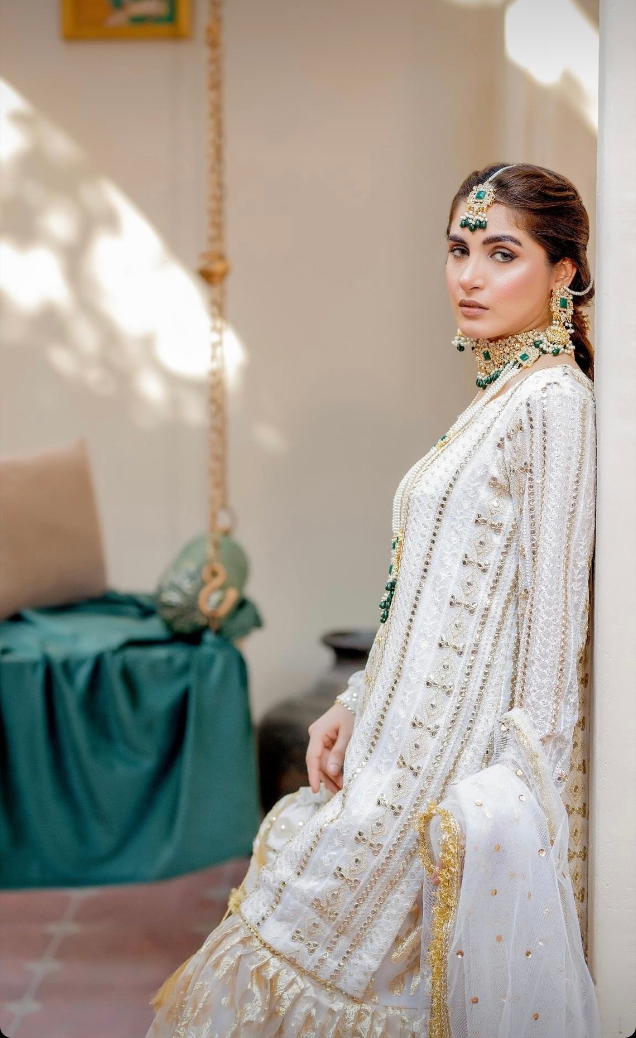 Egyptian 6 pcs Bridal Double Necklace with Jhumkaz NJ-1918 Nayab Jewellery