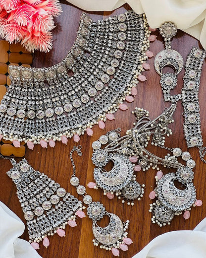 Malika Zarcon 6 pcs Collar Bridal set -2309-Golden