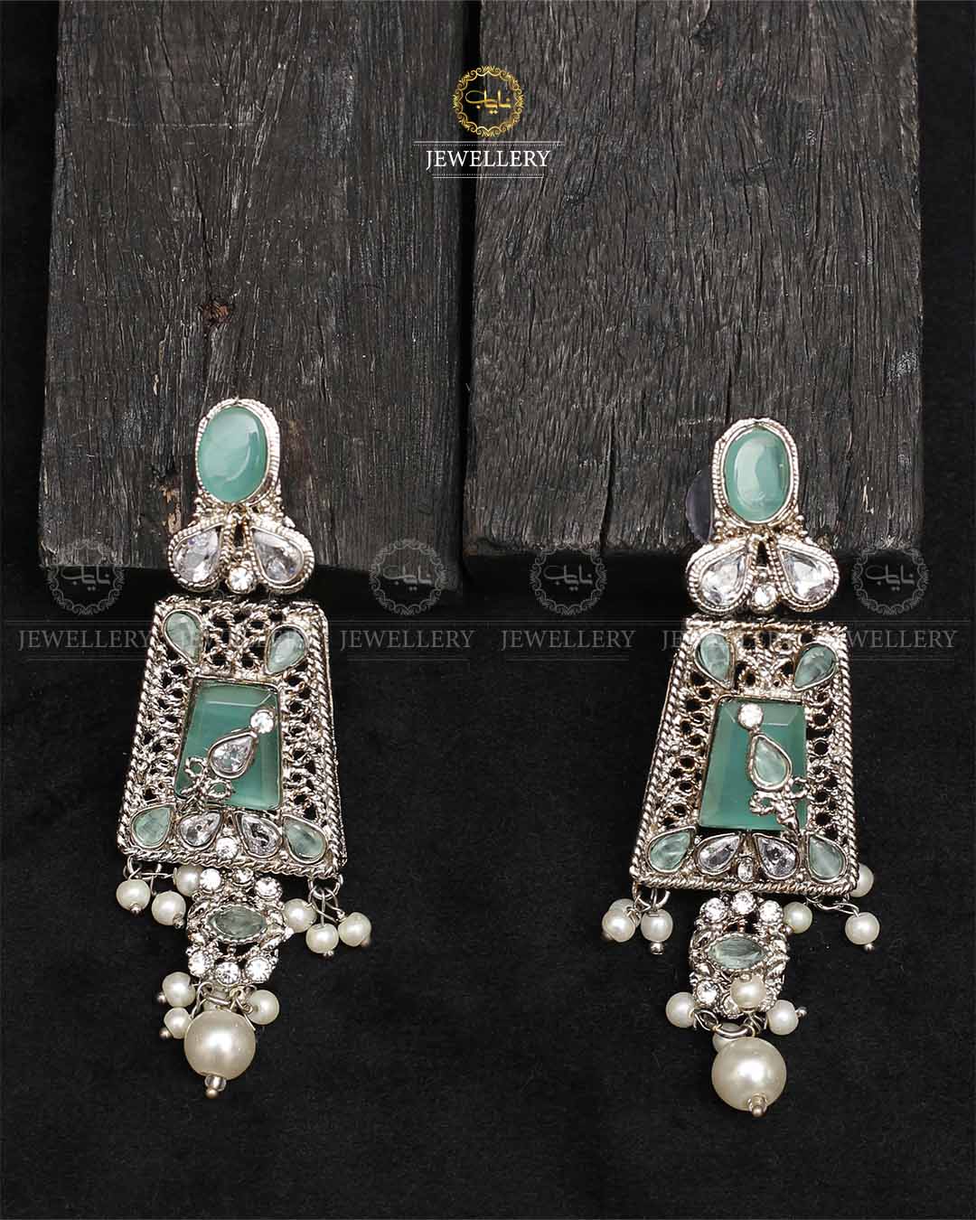 Egyptian Earrings  NJ-1756-Silver Nayab Jewellery