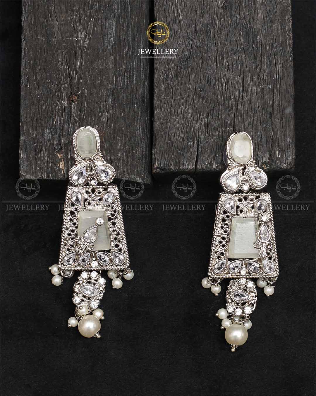 Egyptian Earrings  NJ-1756-Silver Nayab Jewellery