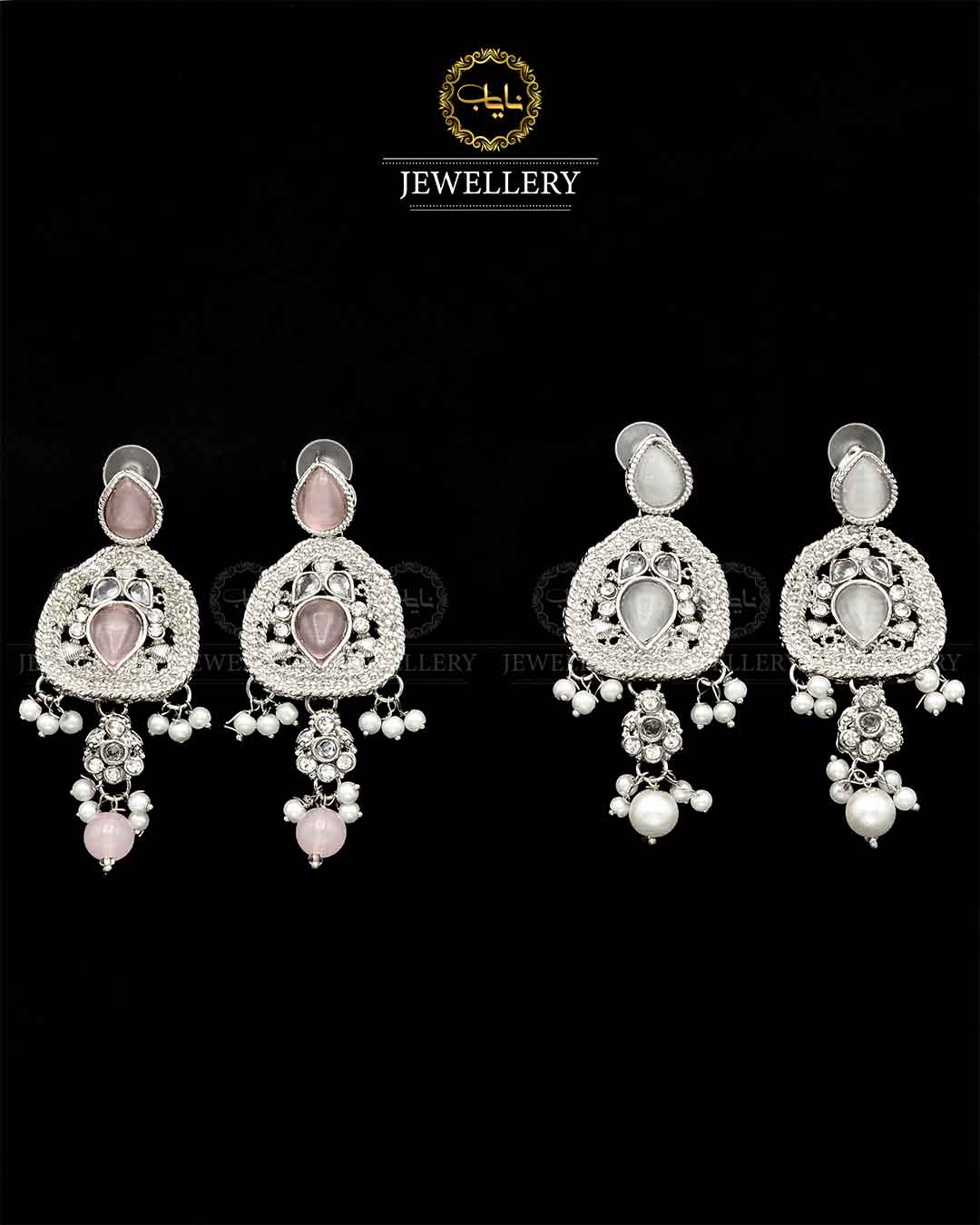Egyptian Earrings NJ-1759-Silver Nayab Jewellery