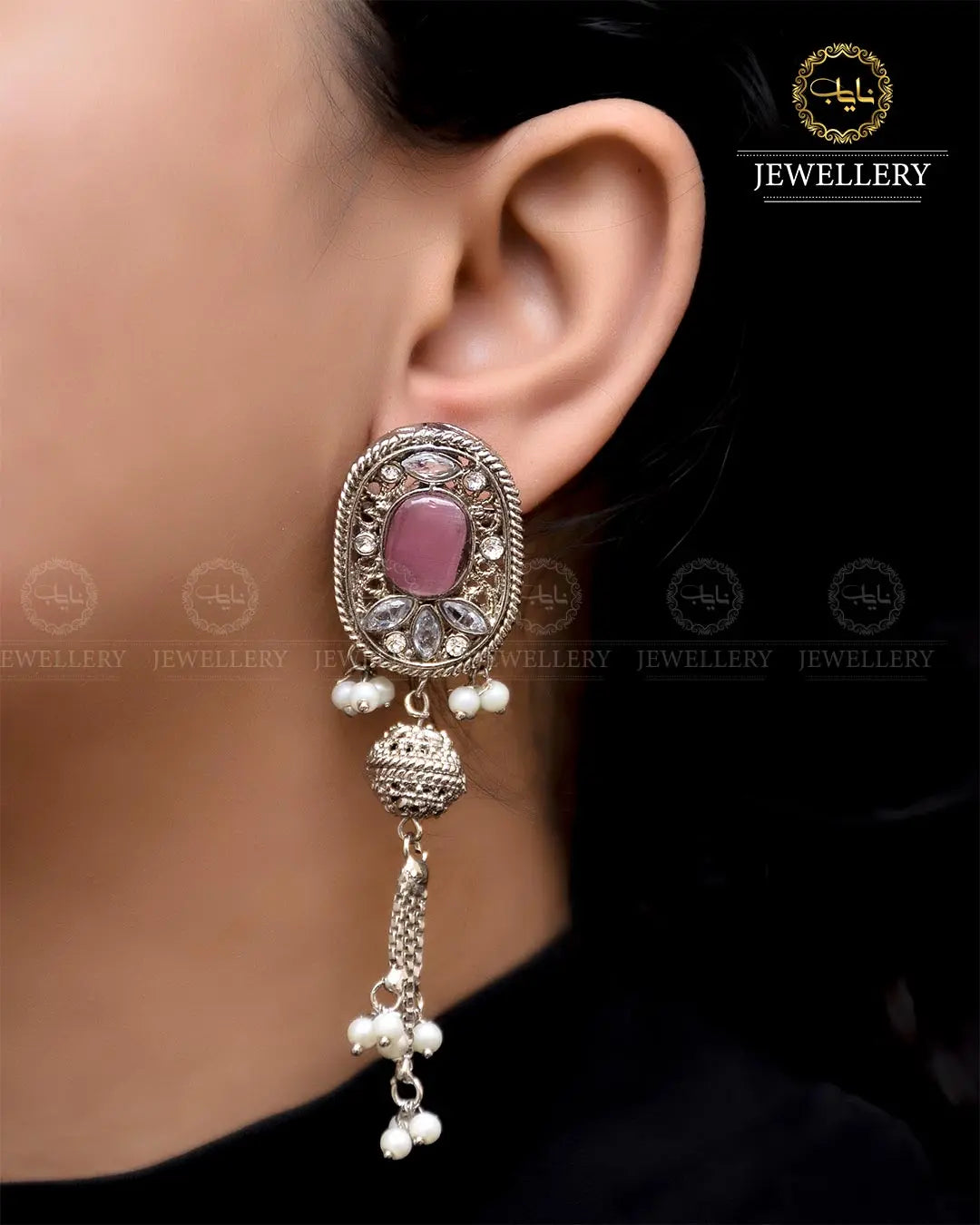 Egyptian Jhumki   NJ-1757-Silver Nayab Jewellery