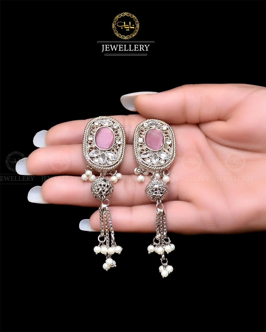 Egyptian Jhumki   NJ-1757-Silver Nayab Jewellery