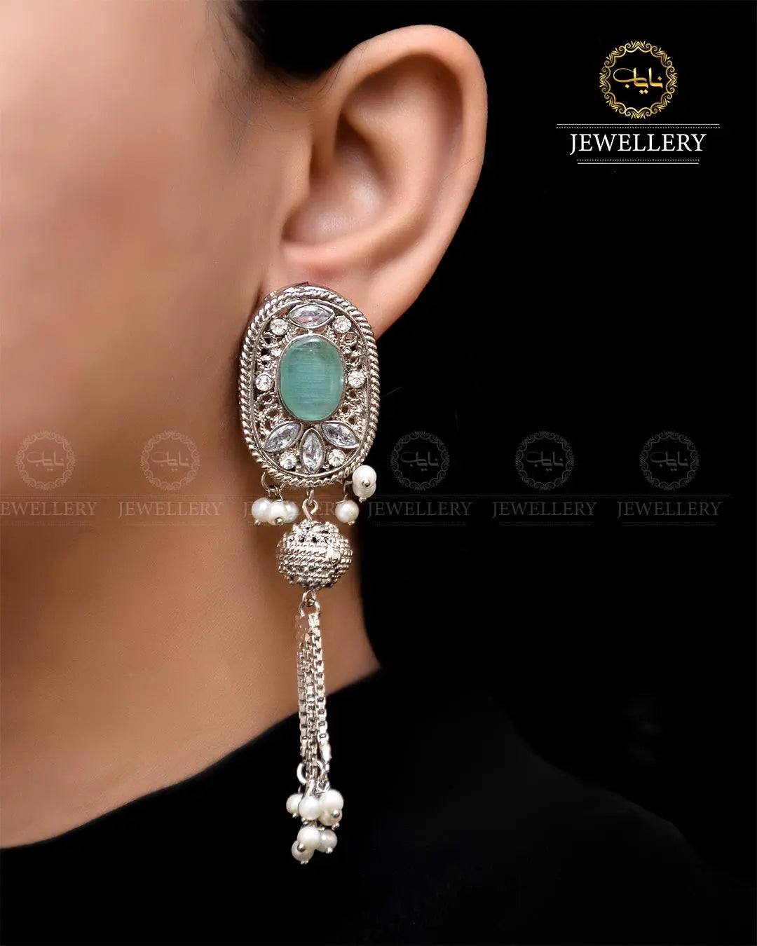 Egyptian Jhumki   NJ-1757-Silver Nayab Jewellery