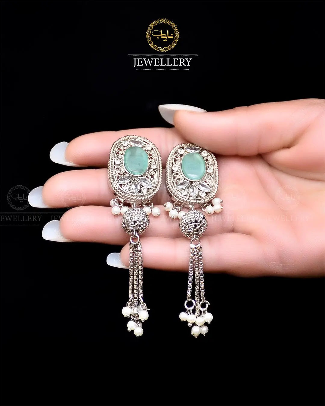 Egyptian Jhumki   NJ-1757-Silver Nayab Jewellery