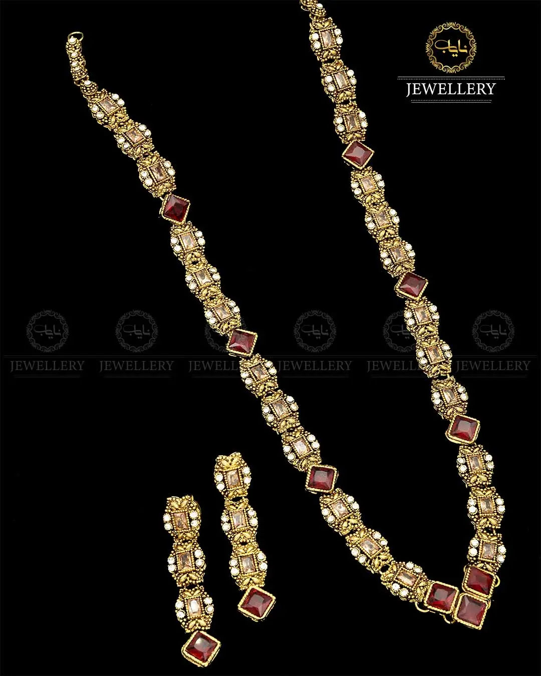 Egyptian Mala set in Antique Polish NJ-1791 Nayab Jewellery