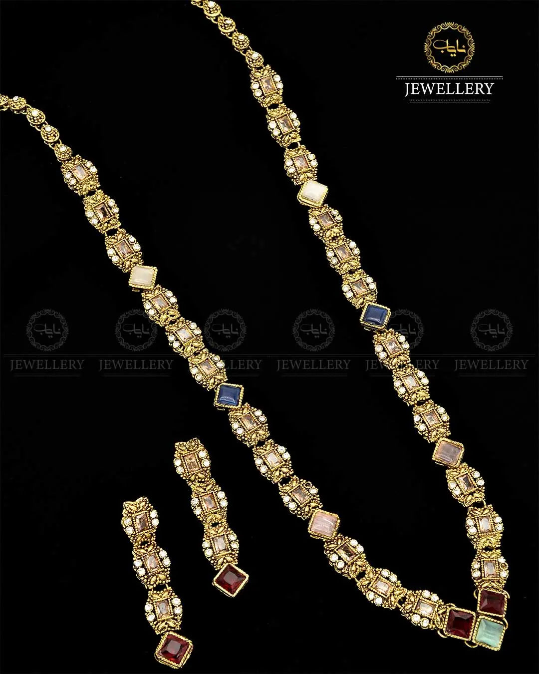 Egyptian Mala set in Antique Polish NJ-1791 Nayab Jewellery