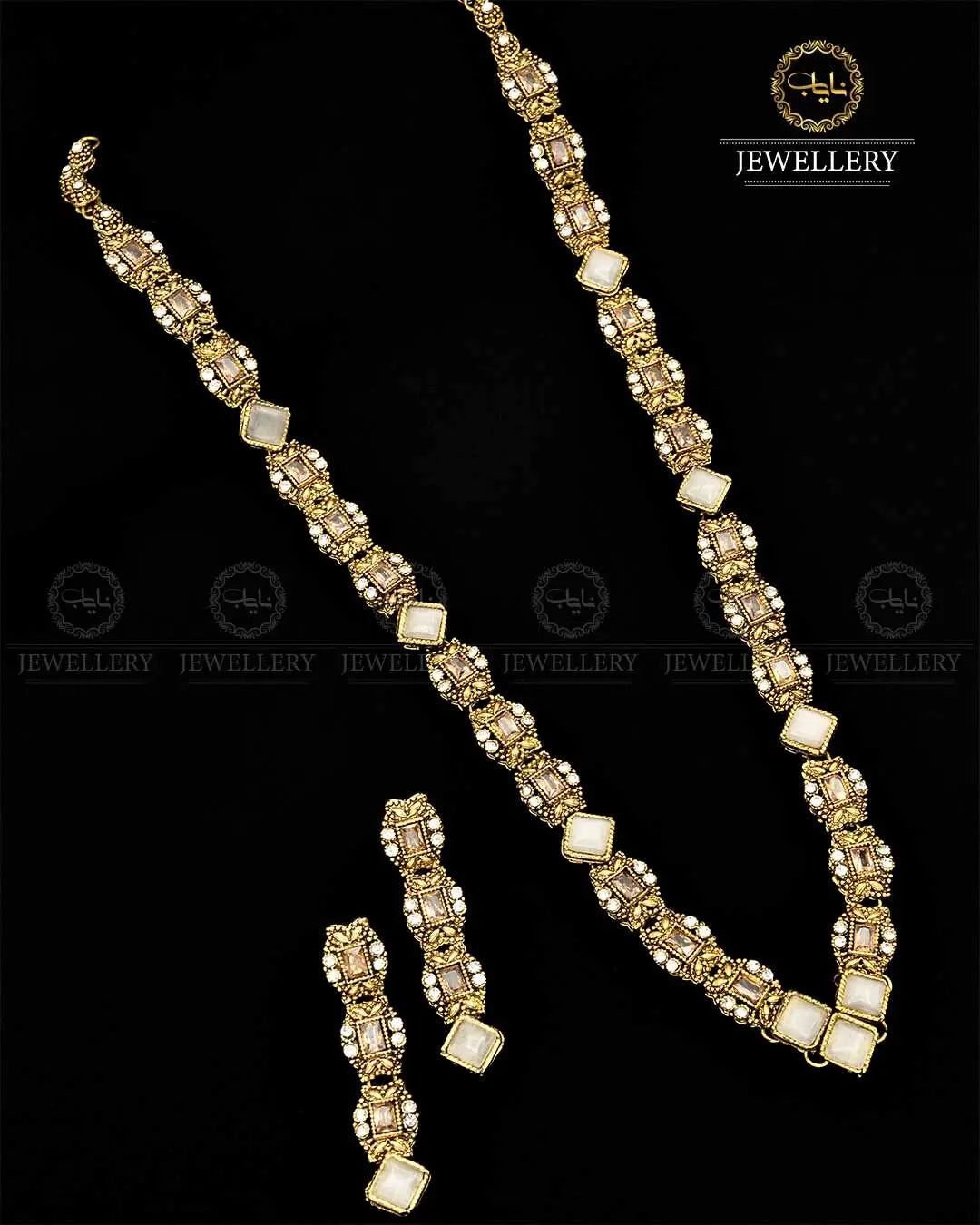 Egyptian Mala set in Antique Polish NJ-1791 Nayab Jewellery