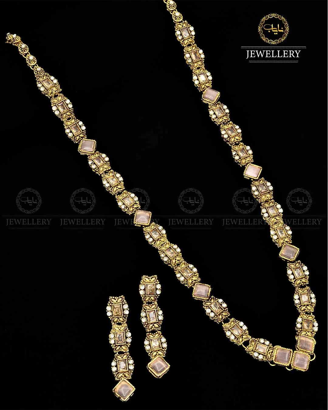 Egyptian Mala set in Antique Polish NJ-1791 Nayab Jewellery