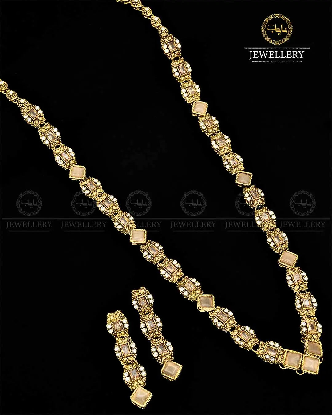 Egyptian Mala set in Antique Polish NJ-1791 Nayab Jewellery