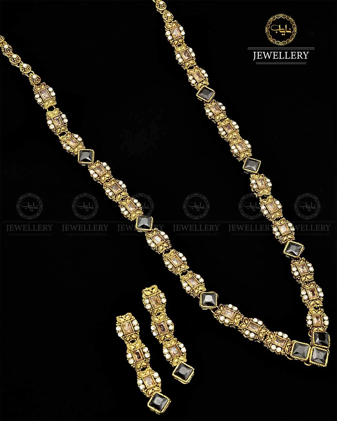 Egyptian Mala set in Antique Polish NJ-1791 Nayab Jewellery