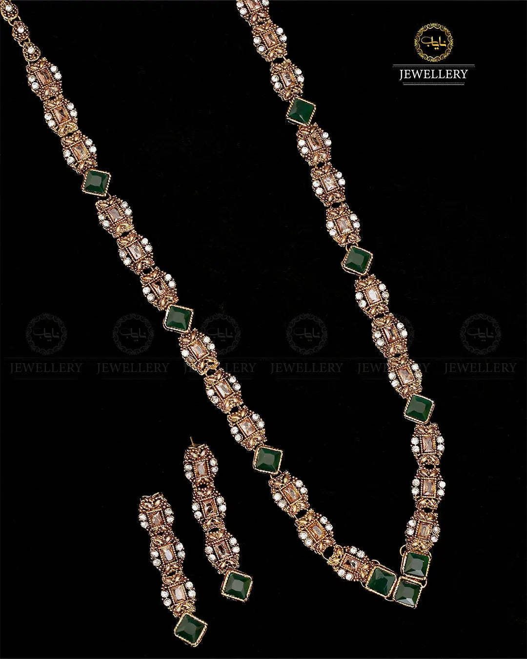 Egyptian Mala set in Antique Polish NJ-1791 Nayab Jewellery