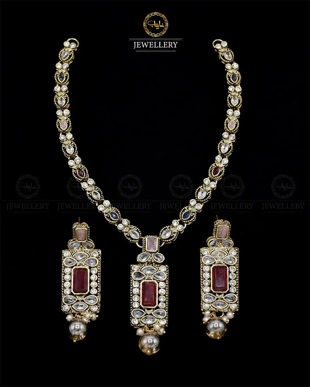 Egyptian Necklace set NJ-1862-G Nayab Jewellery