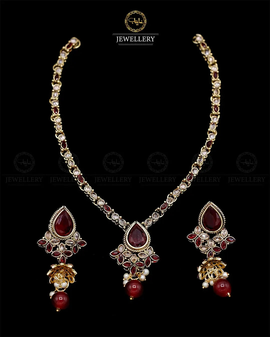 Egyptian Necklace set with Jhumki NJ-1863-G Nayab Jewellery