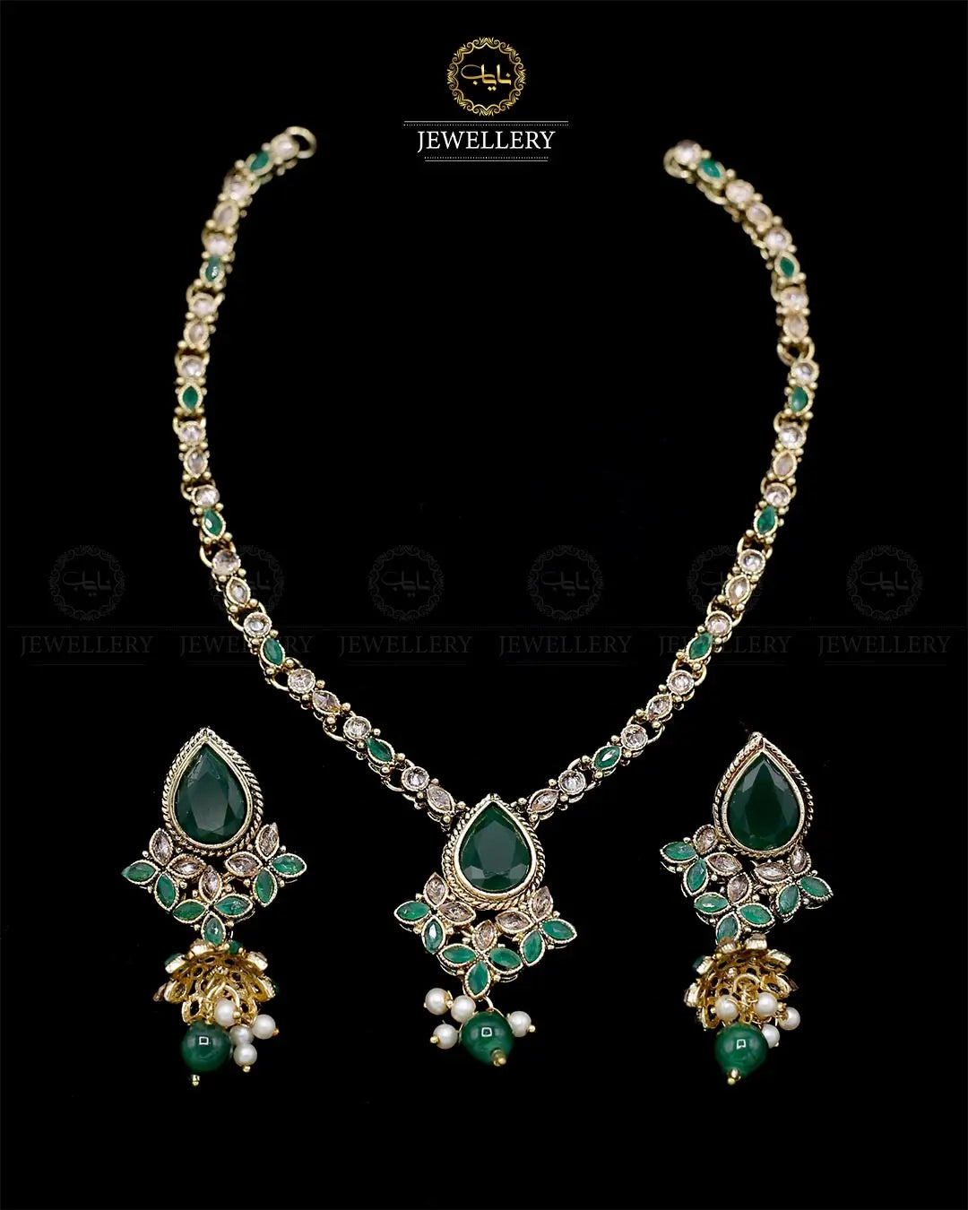 Egyptian Necklace set with Jhumki NJ-1863-G Nayab Jewellery