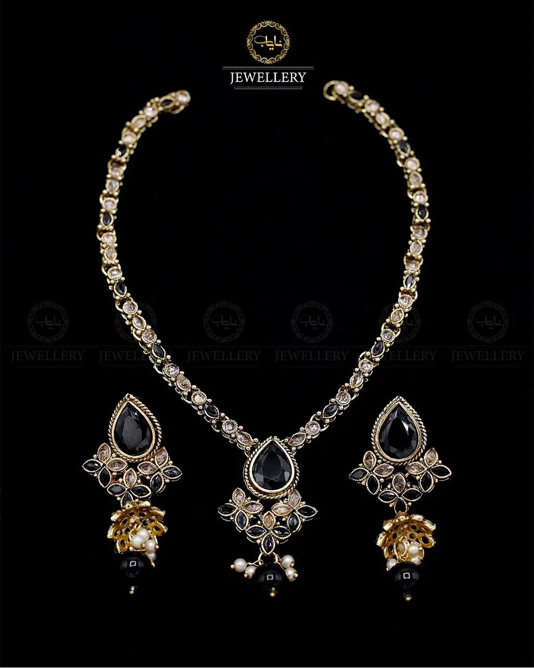 Egyptian Necklace set with Jhumki NJ-1863-G Nayab Jewellery