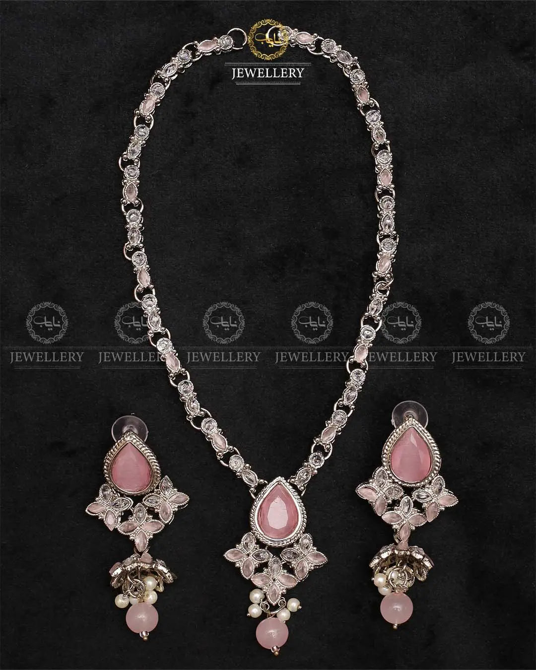 Egyptian Necklace set with Jhumki NJ-1863-Silver Nayab Jewellery