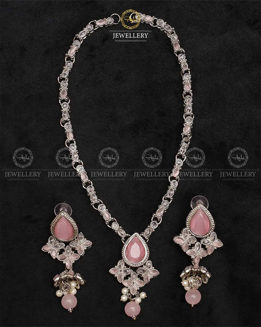 Egyptian Necklace set with Jhumki NJ-1863-Silver Nayab Jewellery