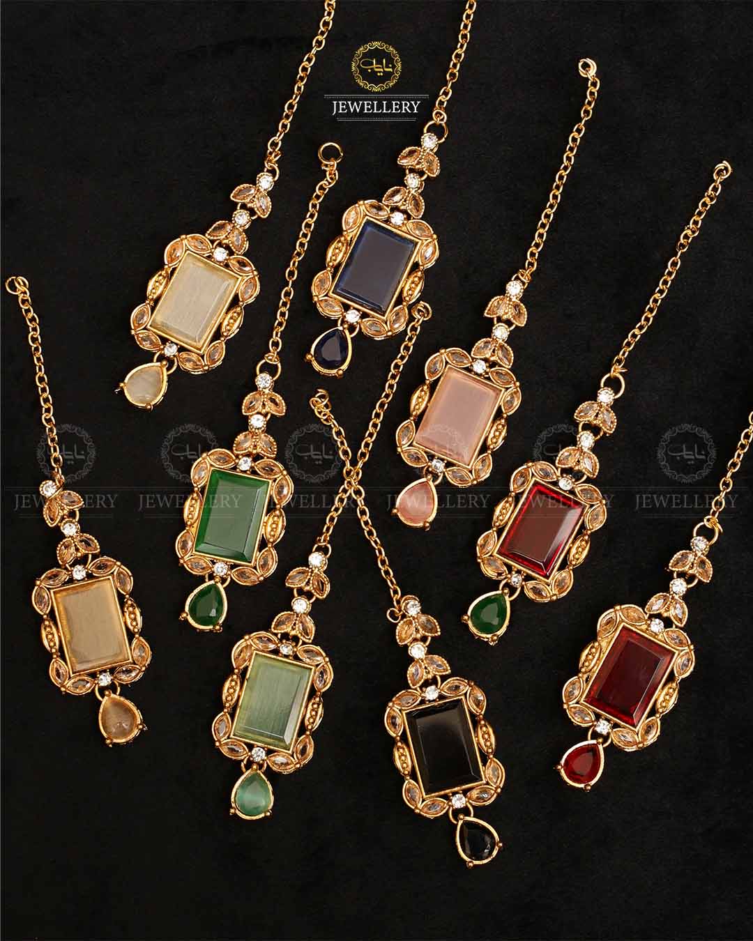 Egyptian Square Stones Tika (bindia)-2158-Golden Nayab Jewellery