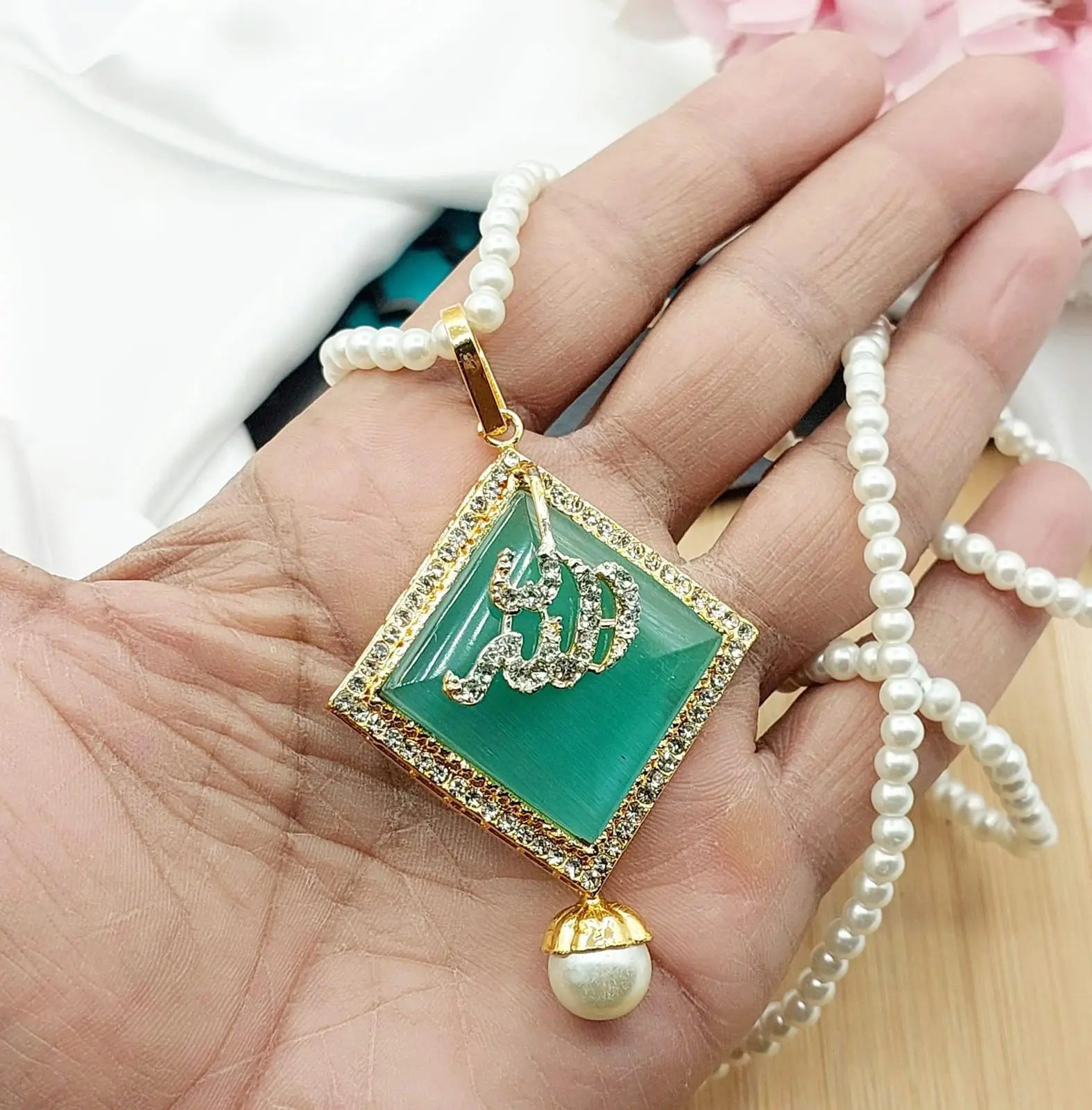 Egyptian Squre Stone Calligraphy pendant -2180 Nayab Jewellery