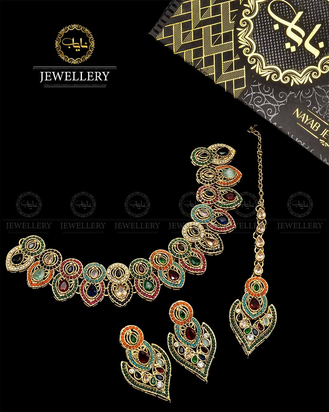 Egyptian Zarcon Necklace set NJ-1717-G Nayab Jewellery