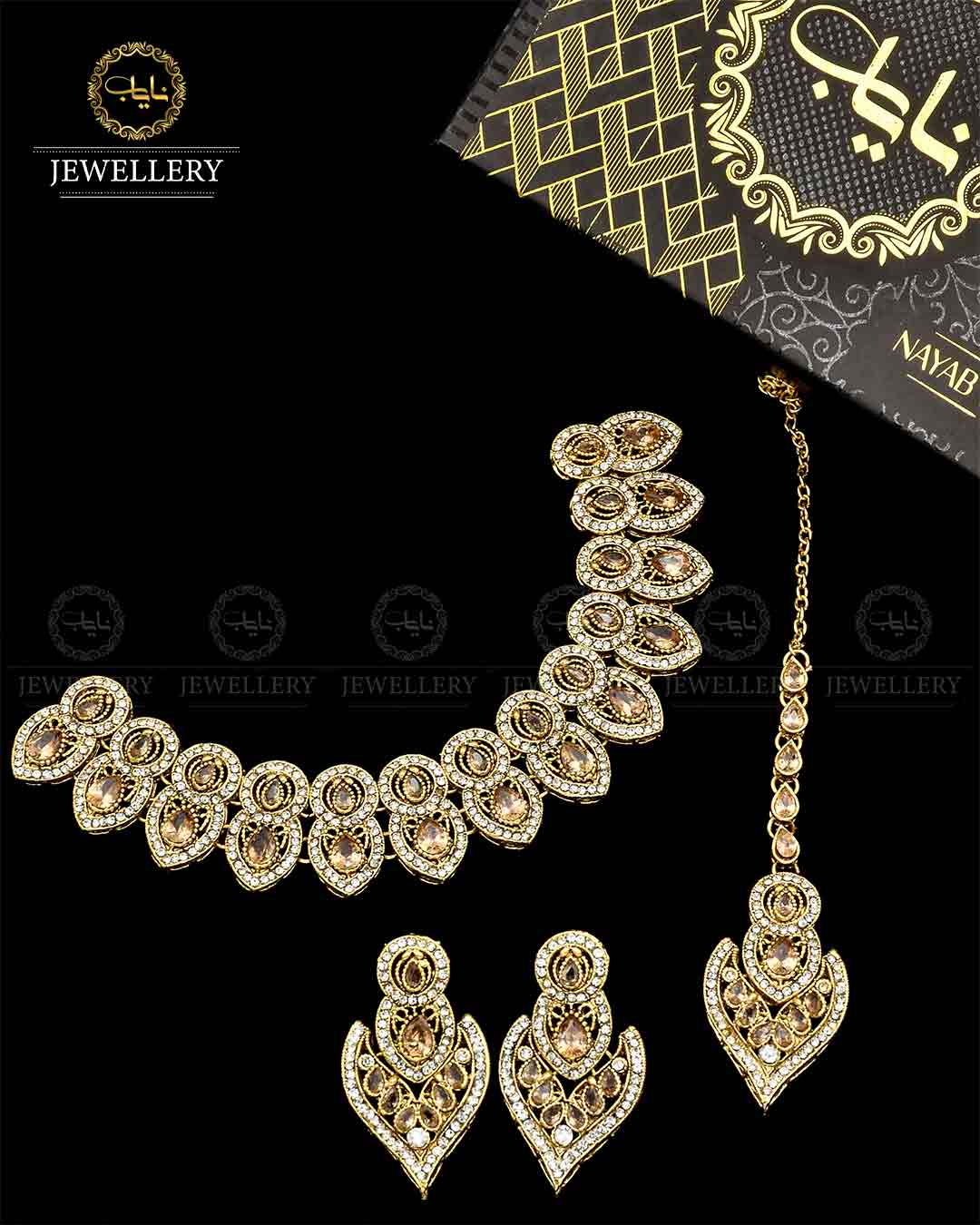 Egyptian Zarcon Necklace set NJ-1717-G Nayab Jewellery