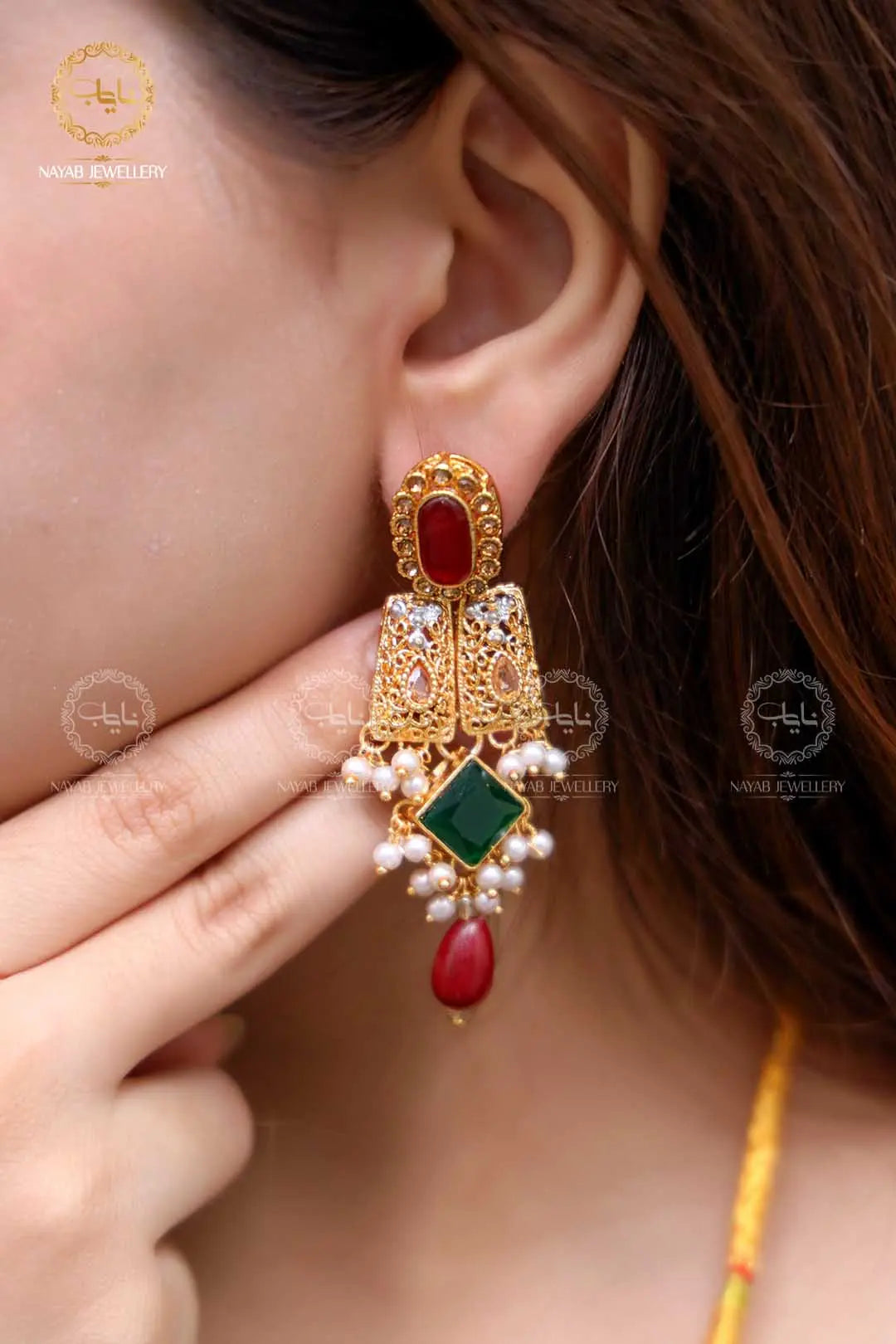 Elegant Egyptian Mala Set with Earring NJ-1212 Nayab Jewellery