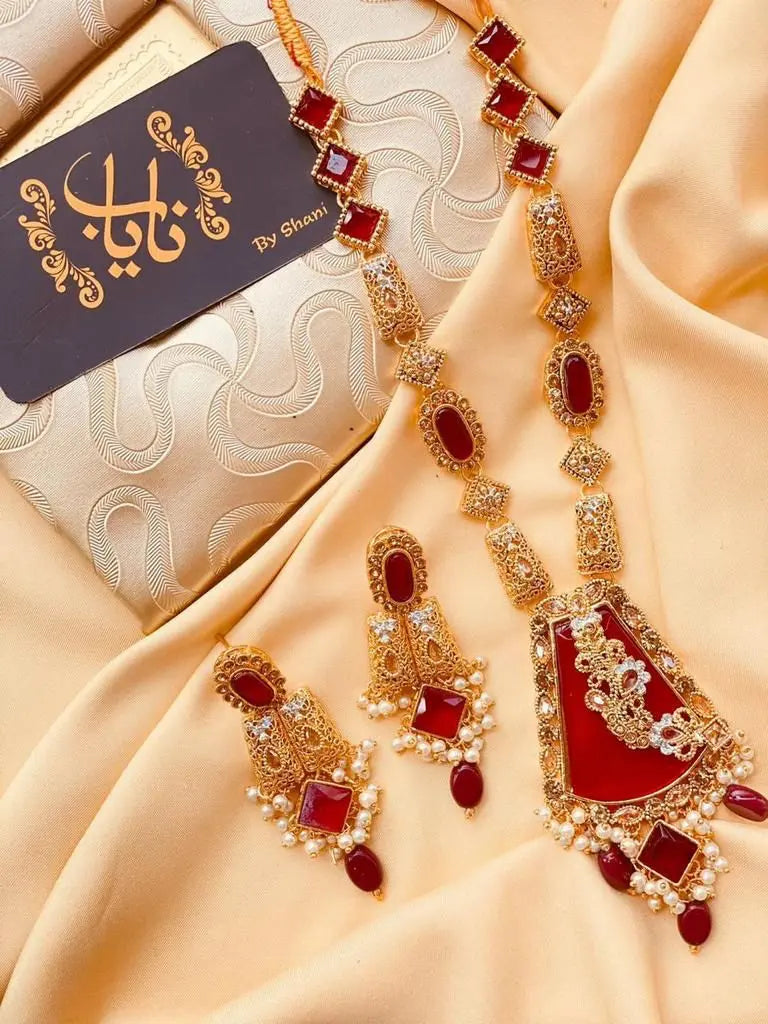 Elegant Egyptian Mala Set with Earring NJ-1212 Nayab Jewellery