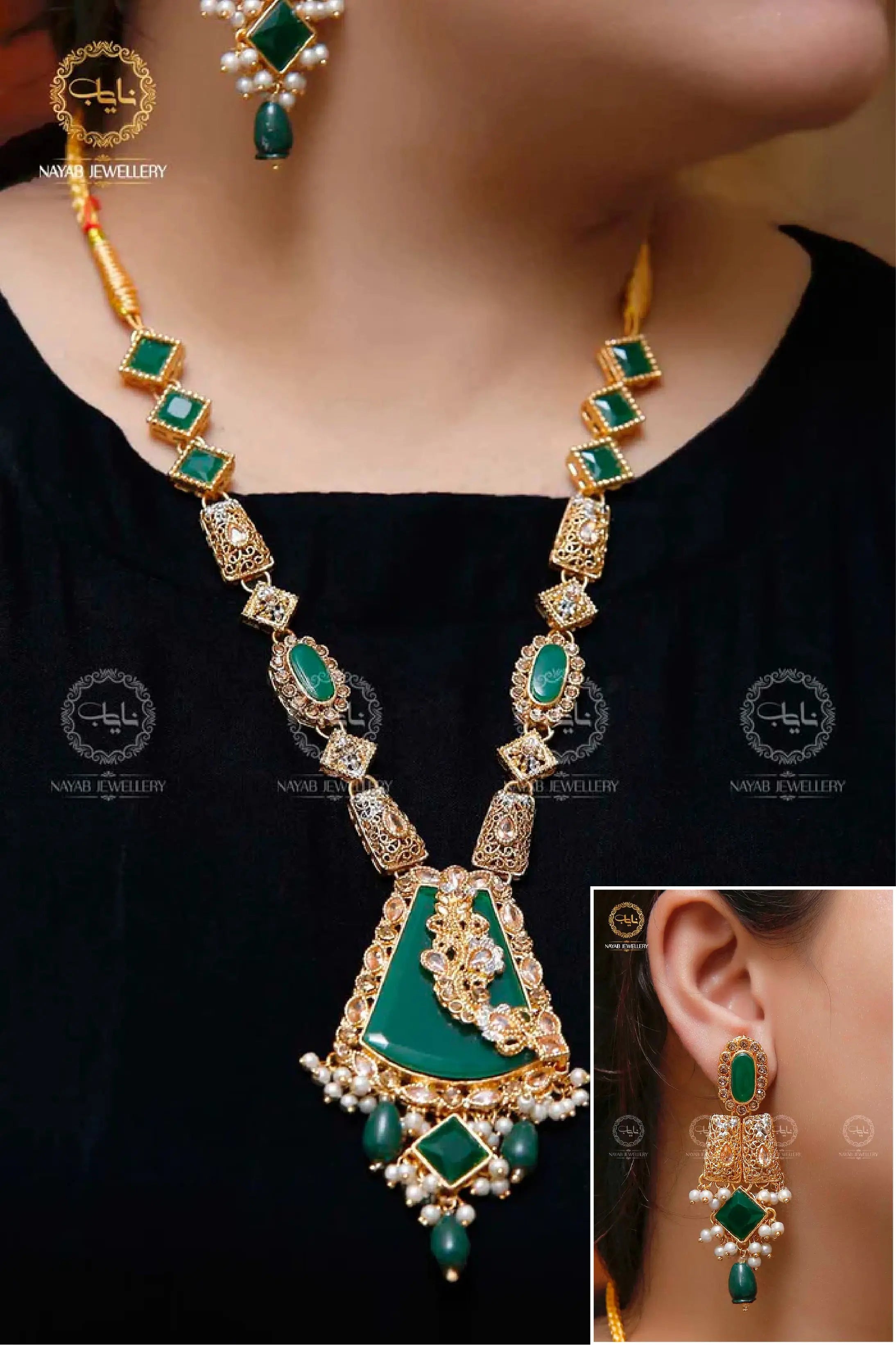 Elegant Egyptian Mala Set with Earring NJ-1212 Nayab Jewellery