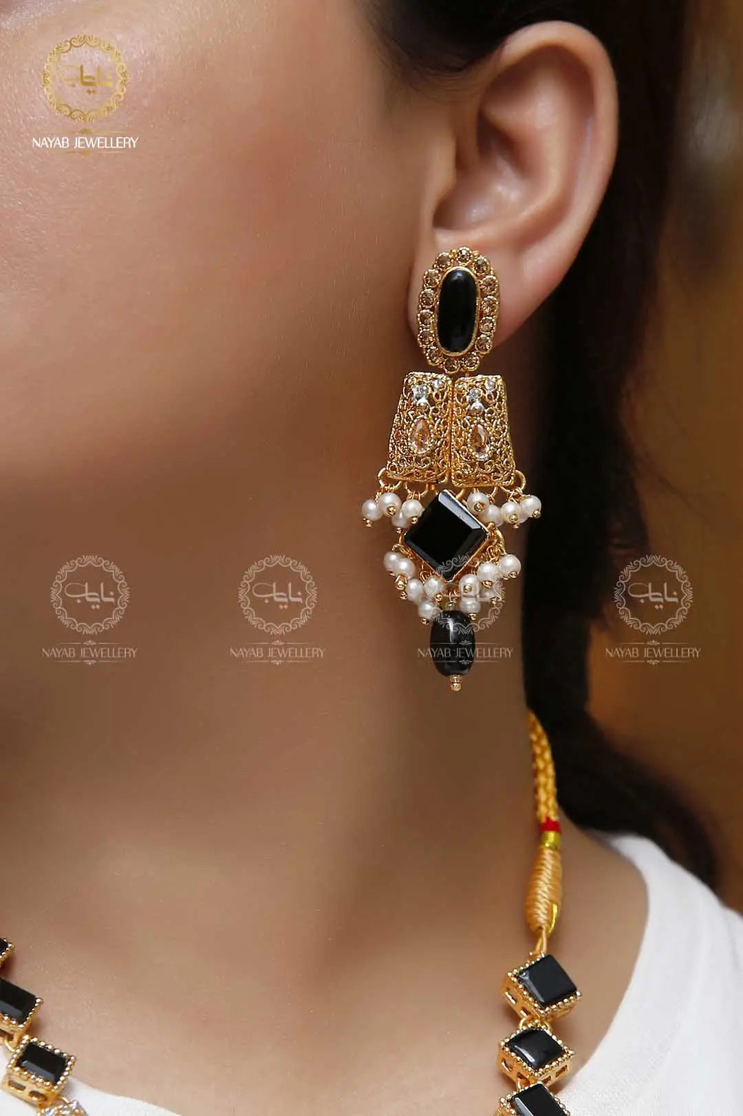 Elegant Egyptian Mala Set with Earring NJ-1212 Nayab Jewellery