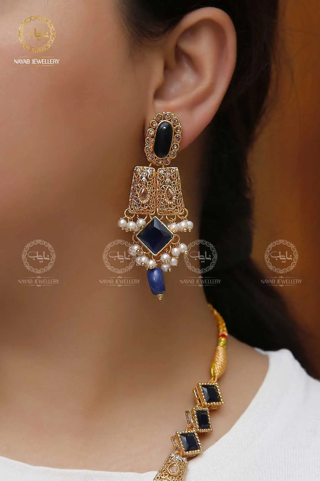 Elegant Egyptian Mala Set with Earring NJ-1212 Nayab Jewellery