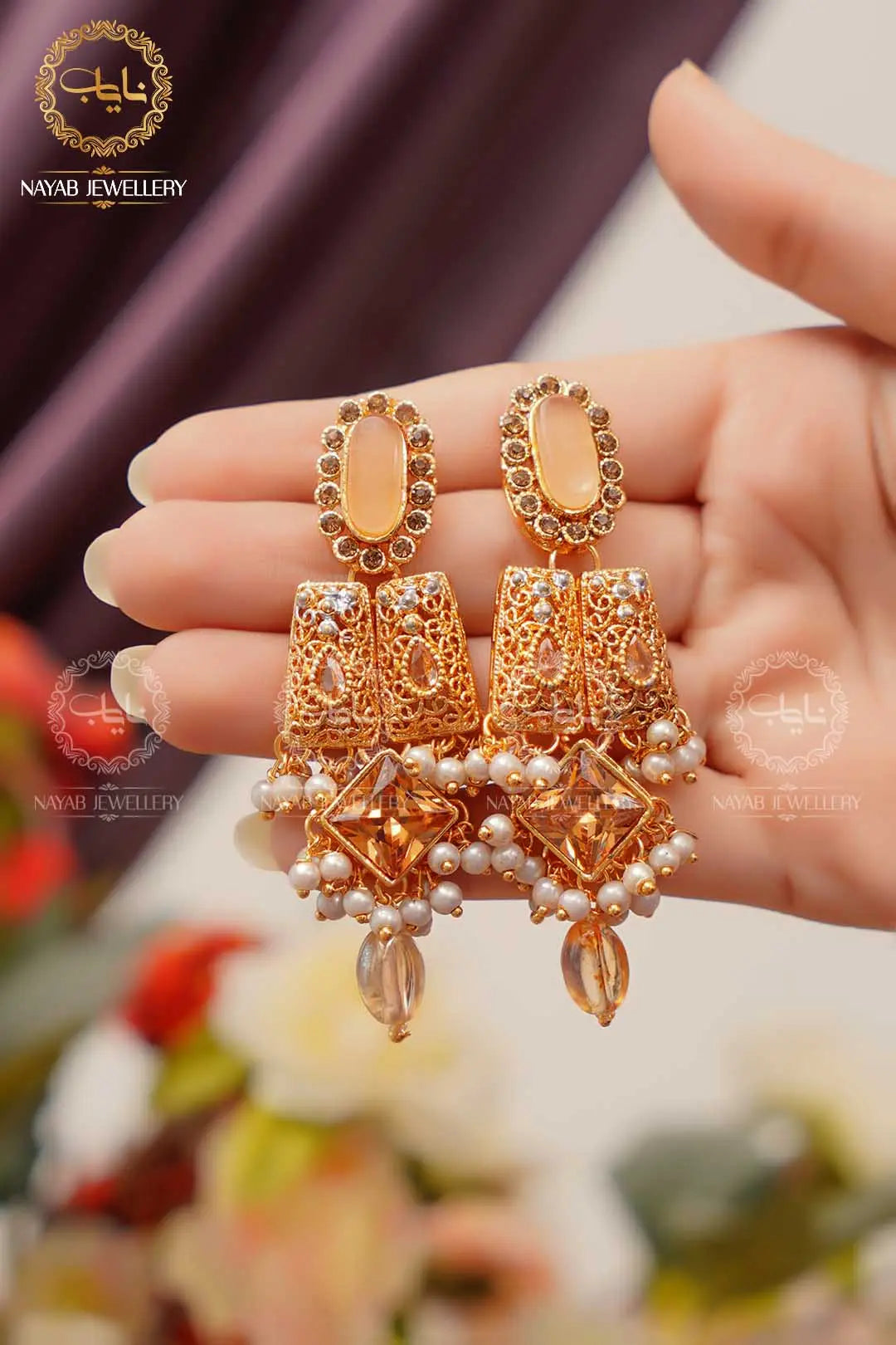 Elegant Egyptian Mala Set with Earring NJ-1212 Nayab Jewellery