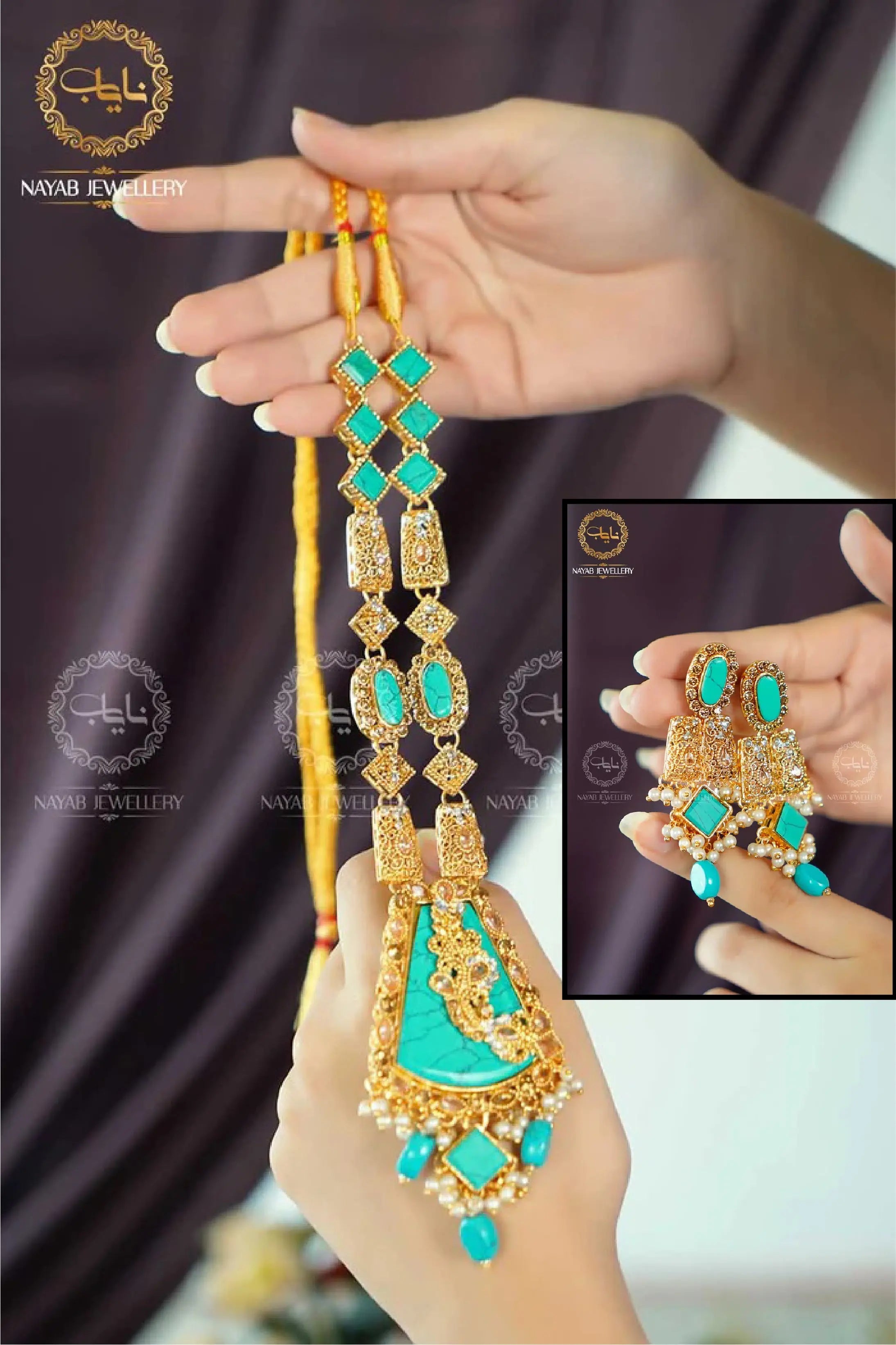 Elegant Egyptian Mala Set with Earring NJ-1212 Nayab Jewellery