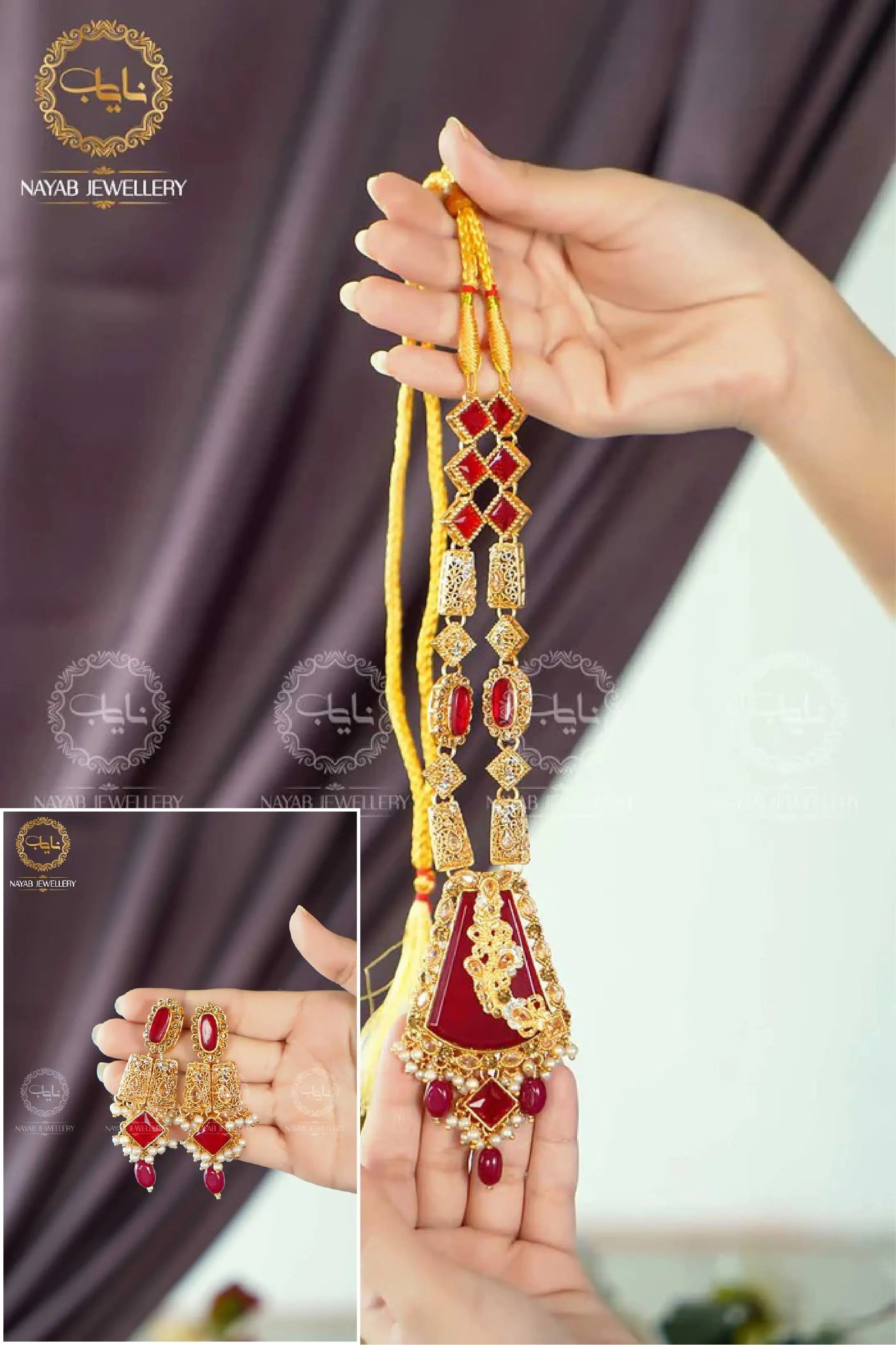 Elegant Egyptian Mala Set with Earring NJ-1212 Nayab Jewellery