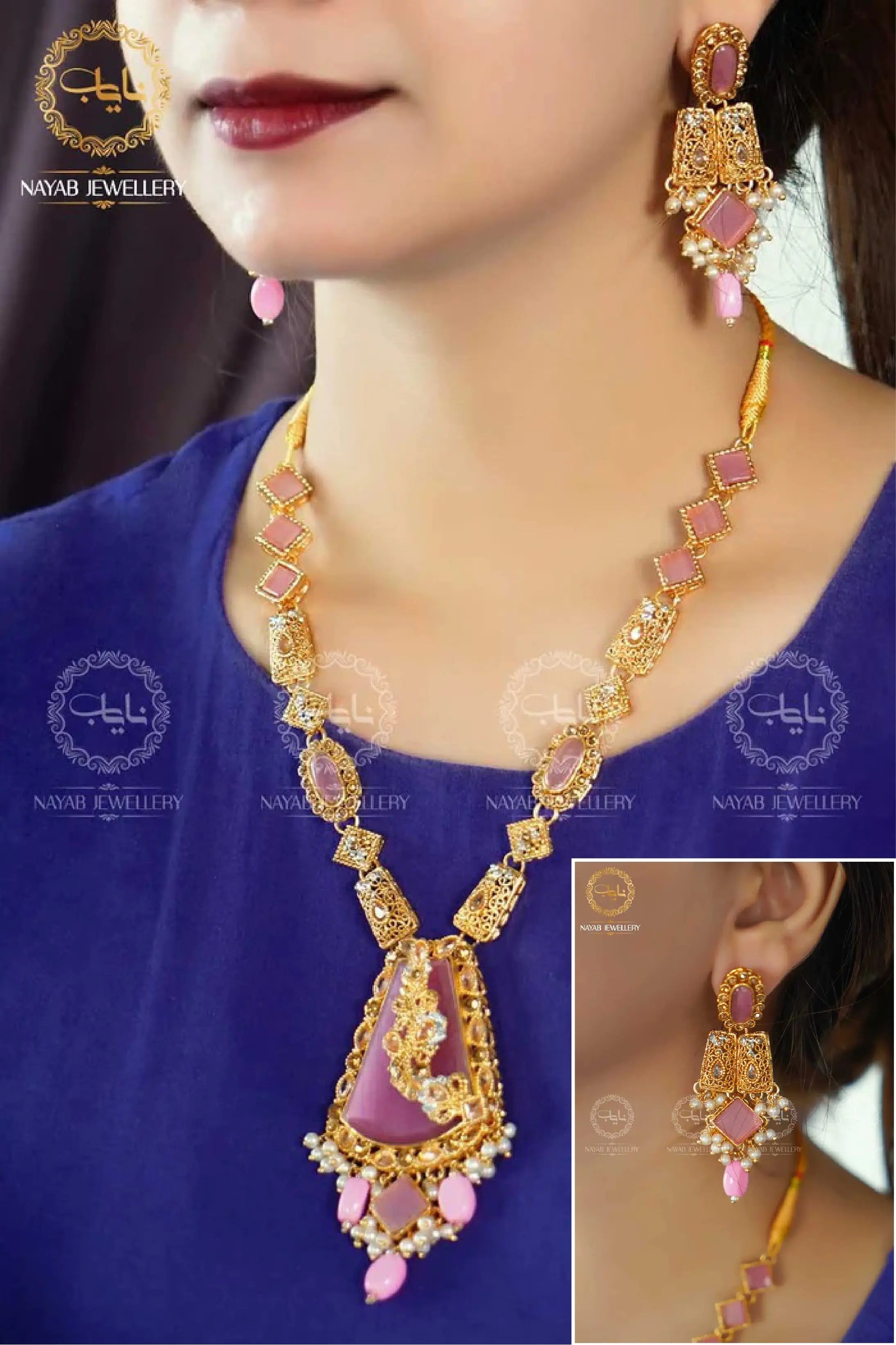 Elegant Egyptian Mala Set with Earring NJ-1212 Nayab Jewellery