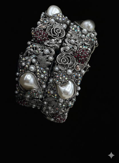 Turkish Victorian Polish Mother Pearl Openable Bangles (pair) -2722- V