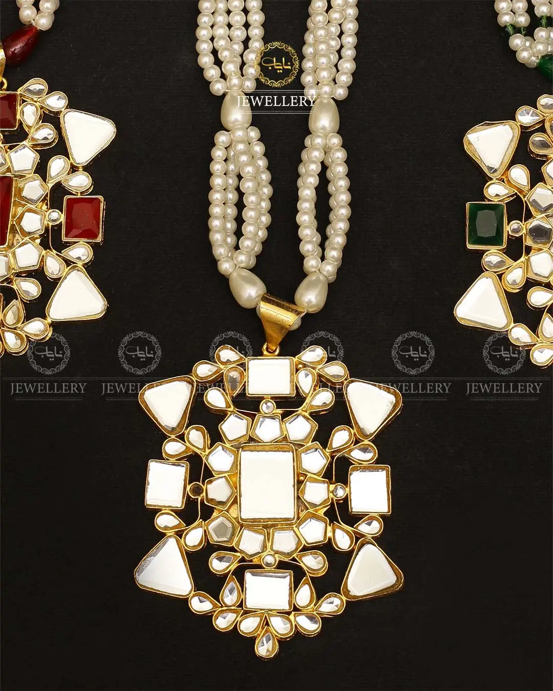 Farshi Kundan Real stones Big size Pendant mala (without Earrings)-2154 Nayab Jewellery