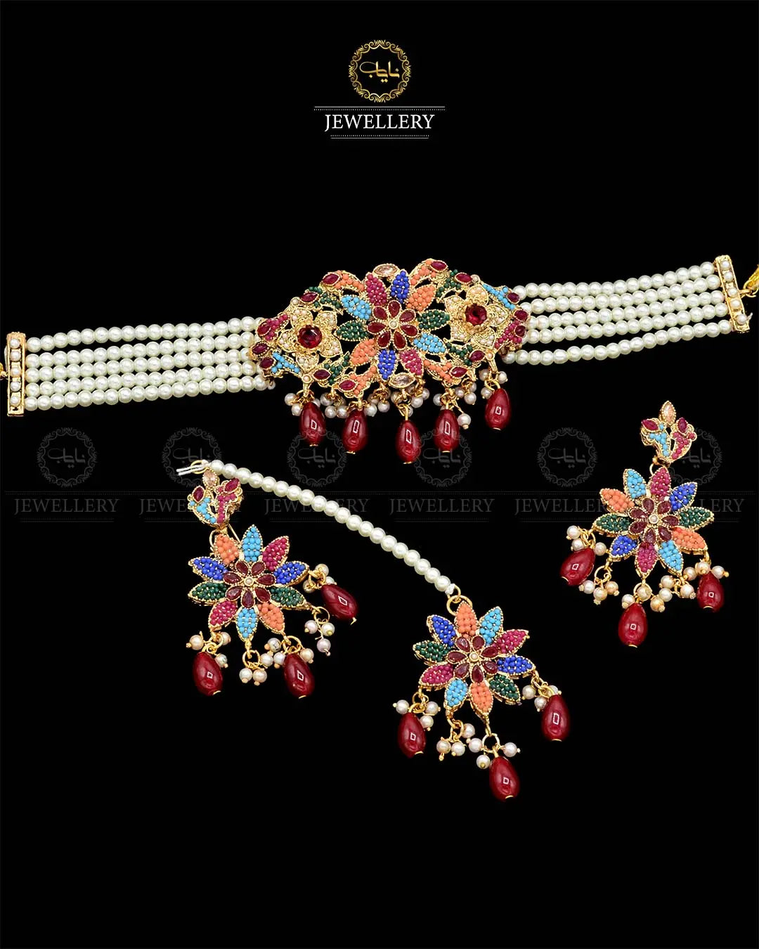 Flower Noratan Chokar set with TikaNJ-1910 Nayab Jewellery