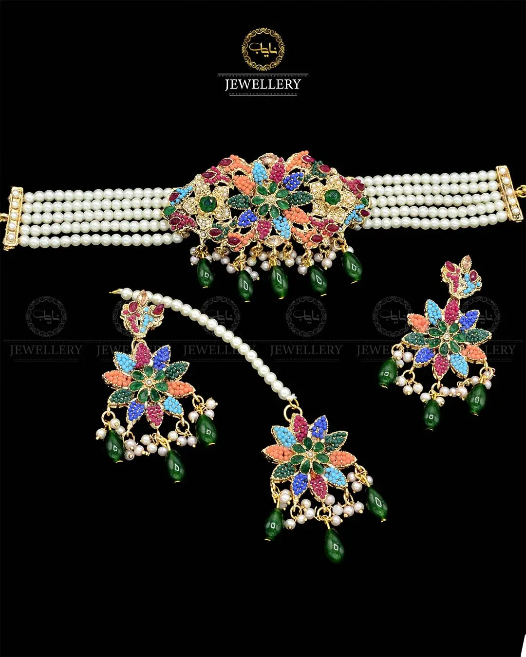 Flower Noratan Chokar set with TikaNJ-1910 Nayab Jewellery