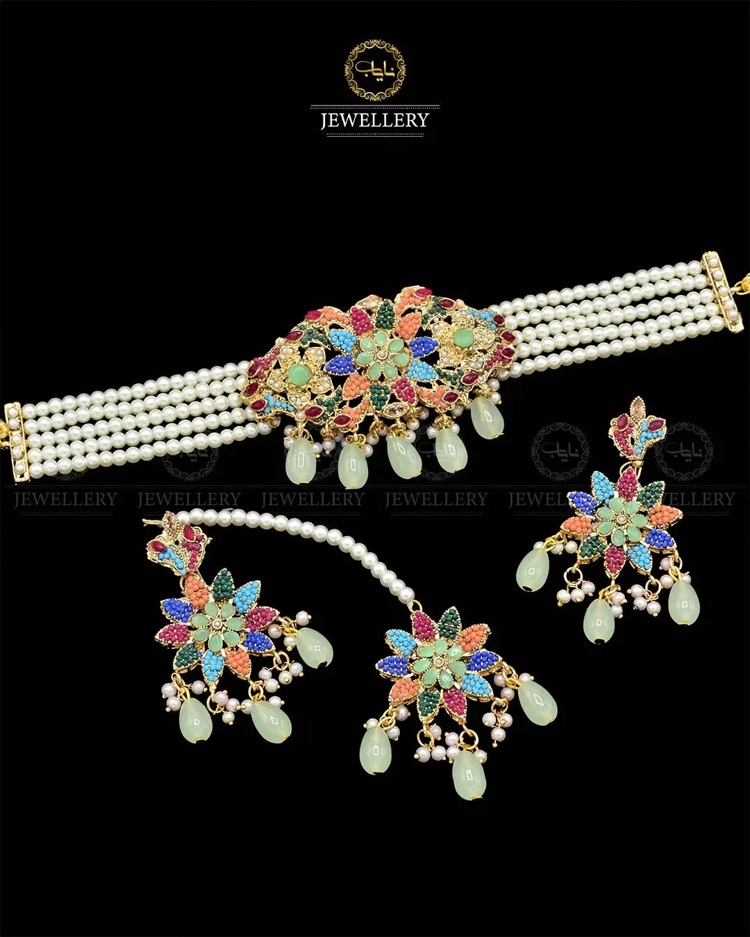 Flower Noratan Chokar set with TikaNJ-1910 Nayab Jewellery