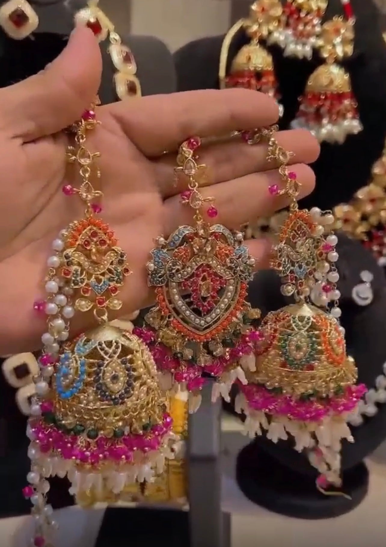 Premium Quality Noratan Sahara Jhumka with Tika NJ-1608