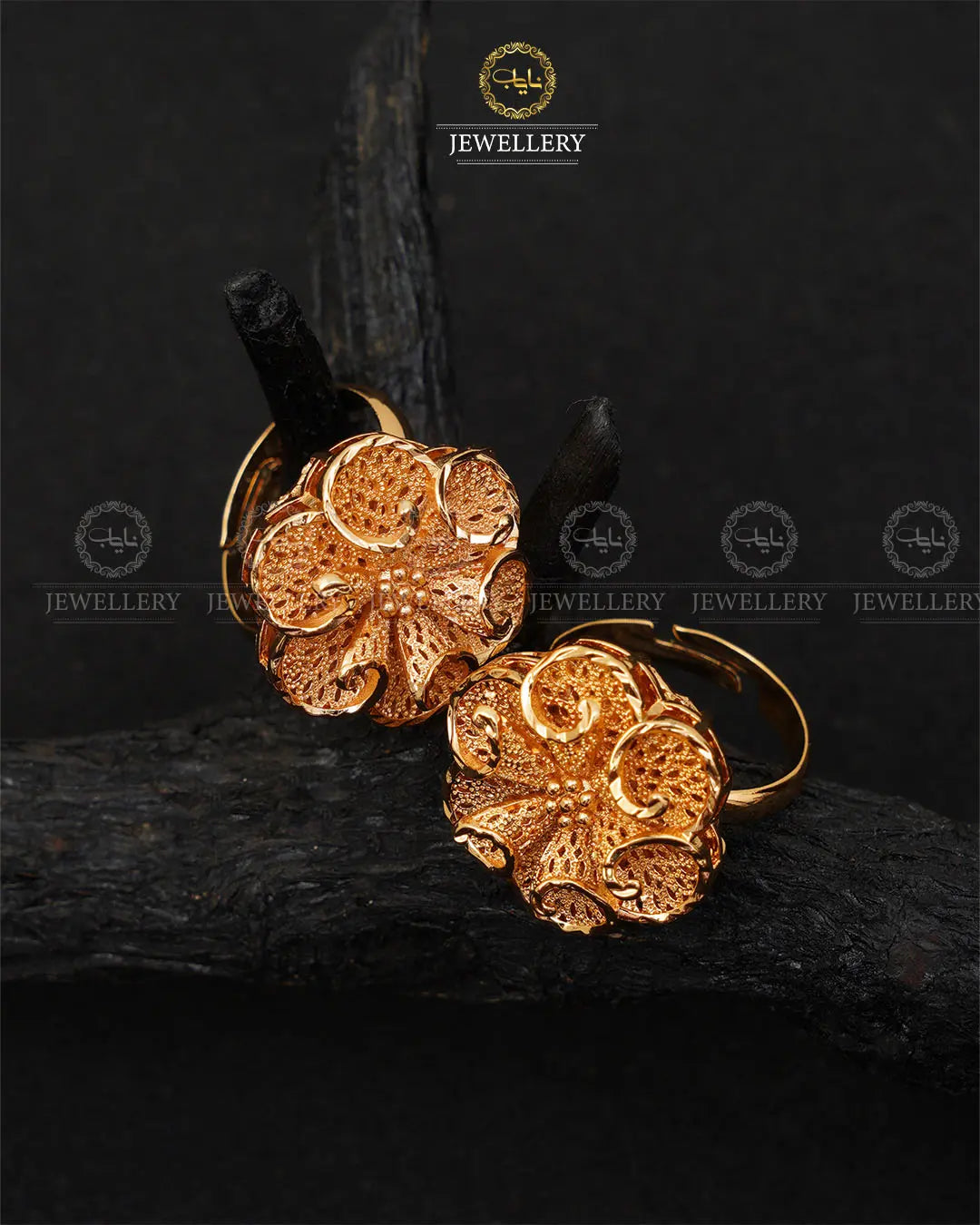 Gold Look Flowe Adjustable Ring-2044 Nayab Jewellery