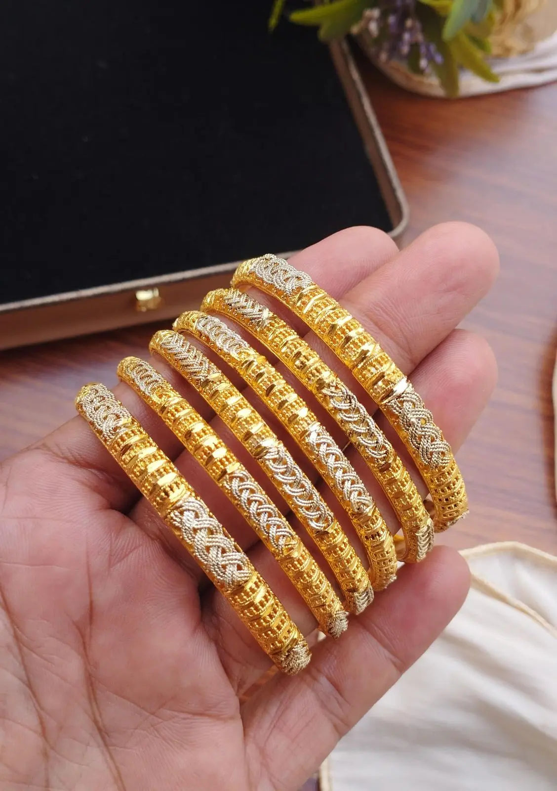 Gold look 6 pcs Bangles set-2179 Nayab Jewellery