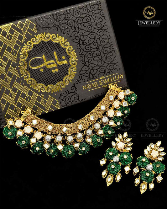 Hand Made Crush stones Necklace set NJ-1716 Nayab Jewellery