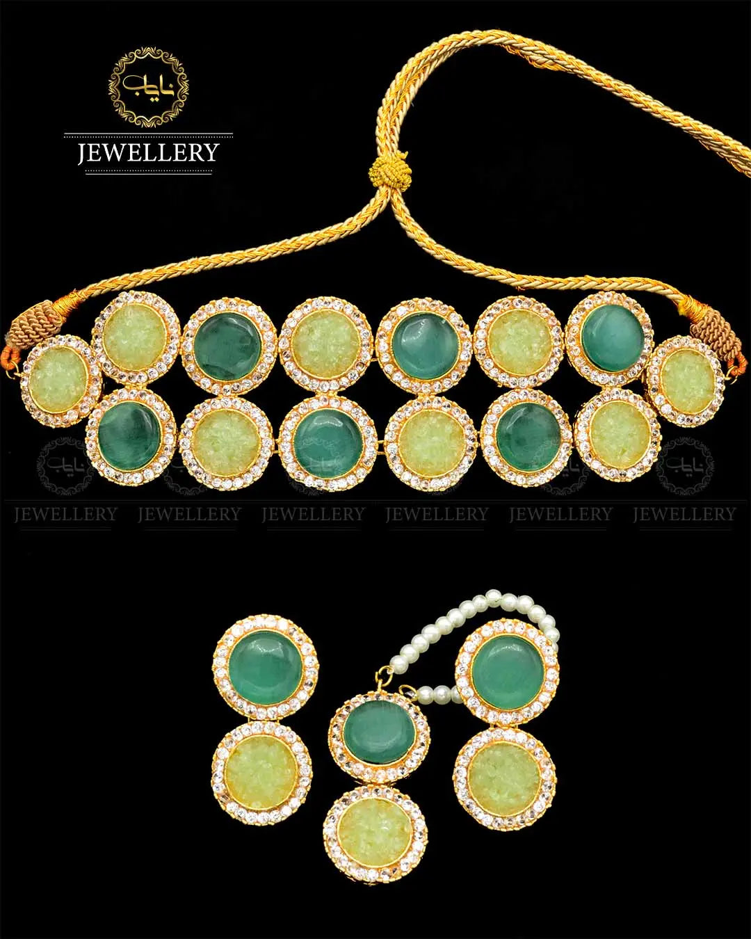 Handmade doubleted with crush stones chokkar set with teeka -1739 Nayab Jewellery