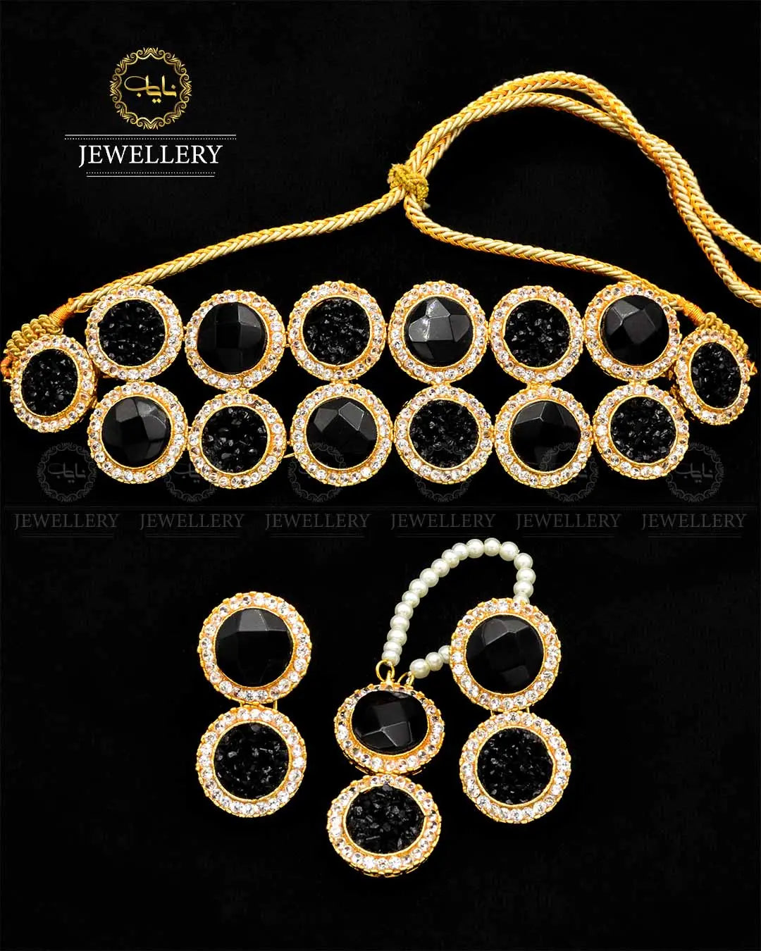 Handmade doubleted with crush stones chokkar set with teeka -1739 Nayab Jewellery