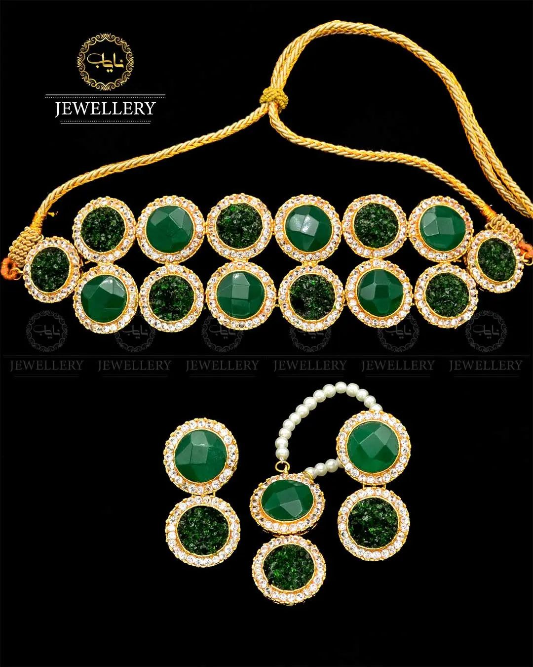 Handmade doubleted with crush stones chokkar set with teeka -1739 Nayab Jewellery